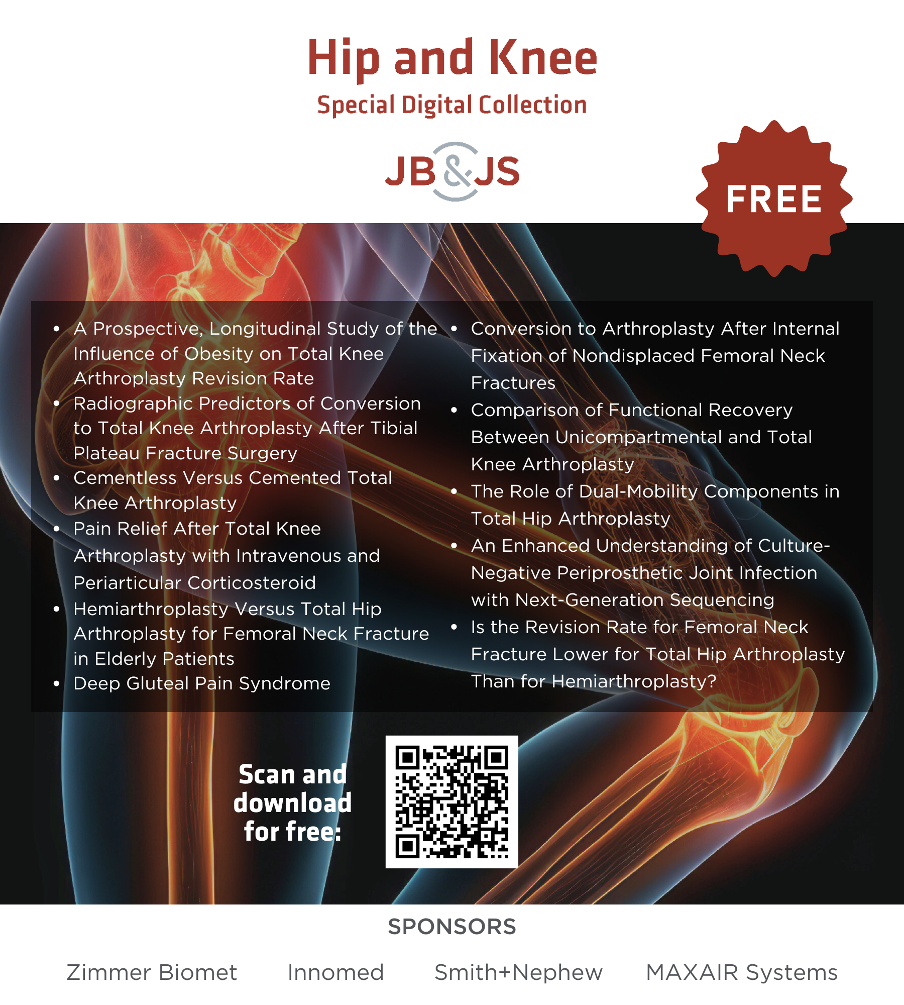 Hip and knee article collection flyer