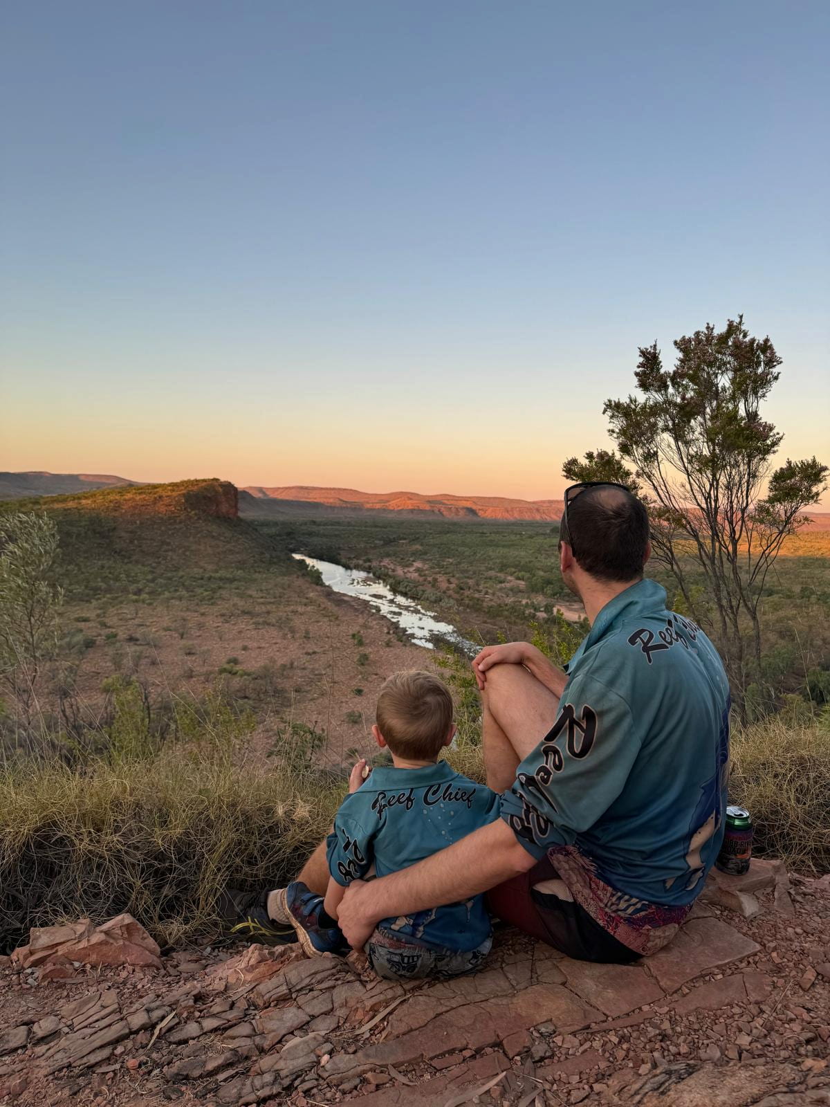 Dr. Anton Lambers and his son enjoying the sunset.